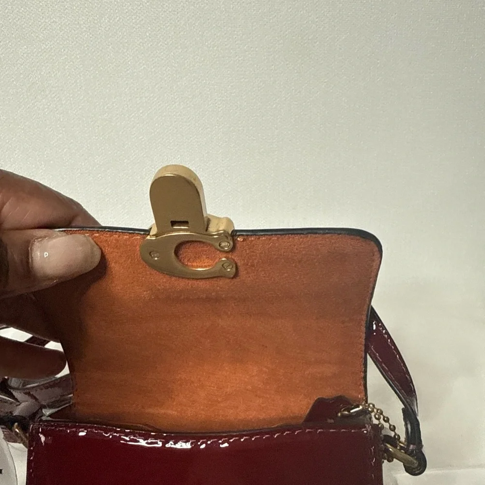 Coach Dark Red Mini Bag with Gold Chain - Picture 4 of 5